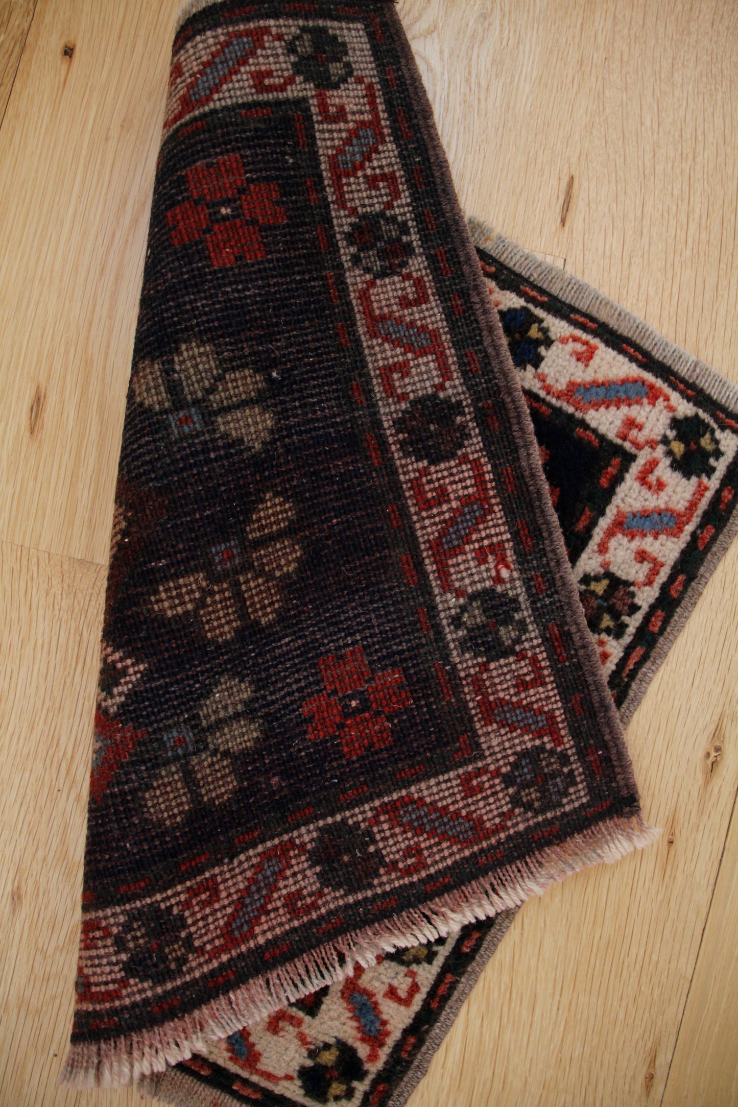 Handmade Vintage Turkish Mini Rug 1'4" X 1'5"