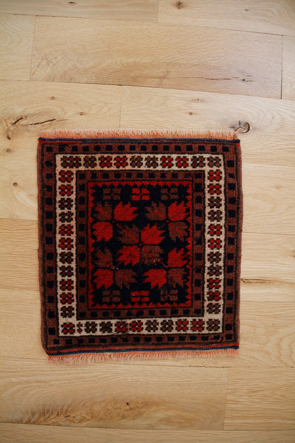 Handmade Vintage Turkish Mini Rug 1'2" X 1'4"