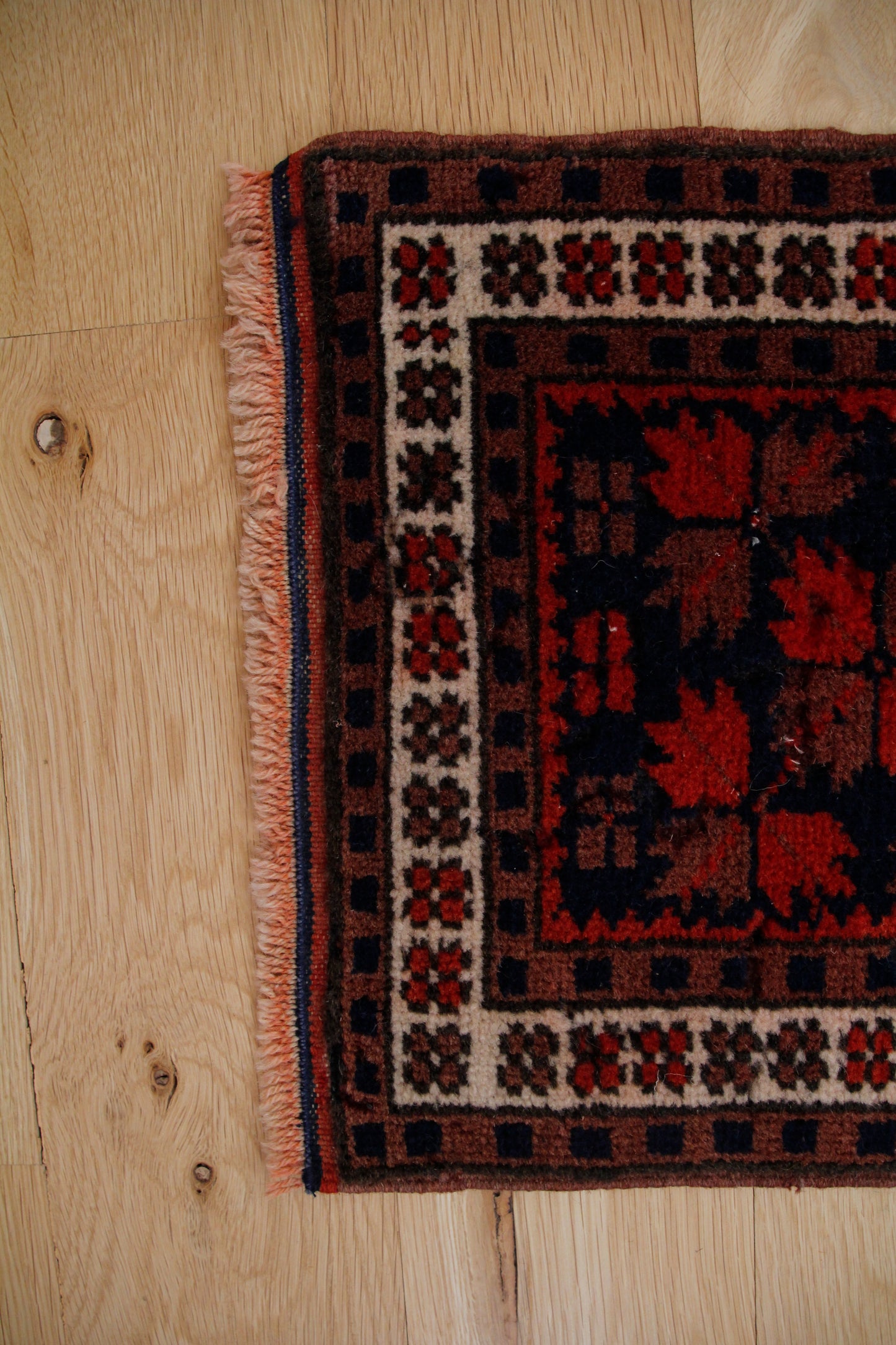 Handmade Vintage Turkish Mini Rug 1'2" X 1'4"