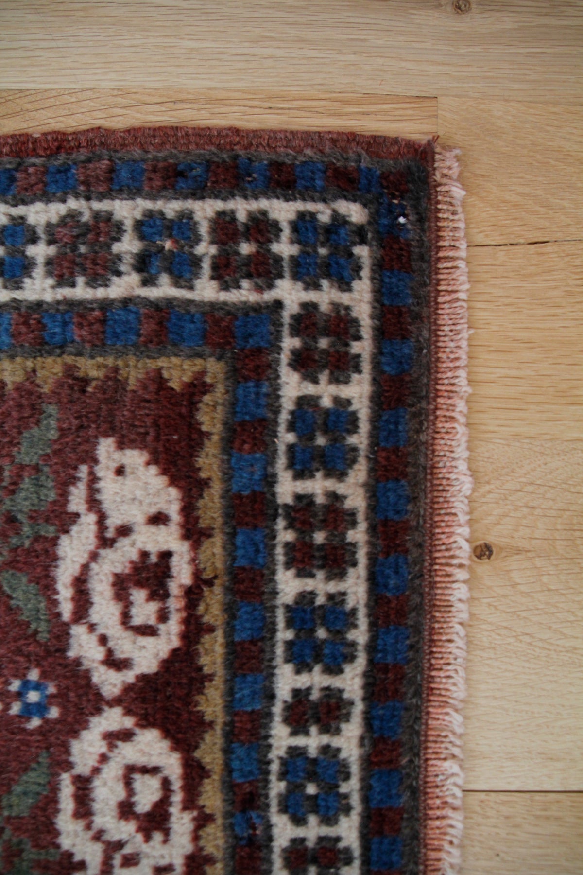 Handmade Vintage Turkish Mini Rug 1'2" X 1'4"