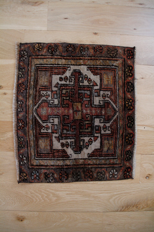 Handmade Vintage Turkish Mini Rug 1'8" X 1'11"