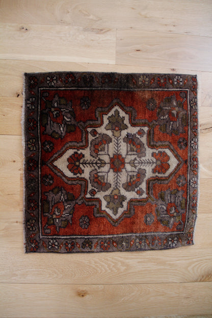 Handmade Vintage Turkish Mini Rug 2' X 2'