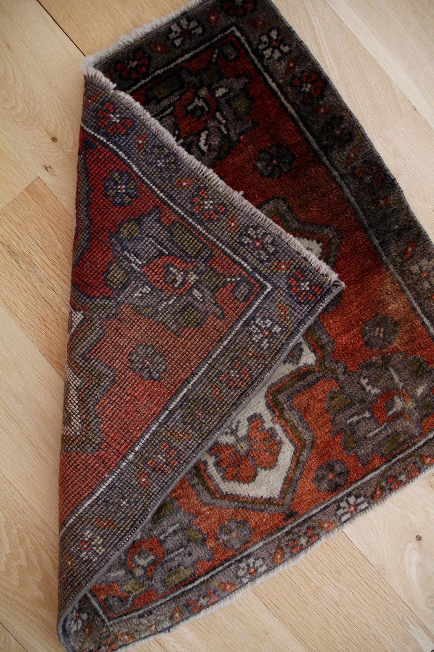 Handmade Vintage Turkish Mini Rug 2' X 2'