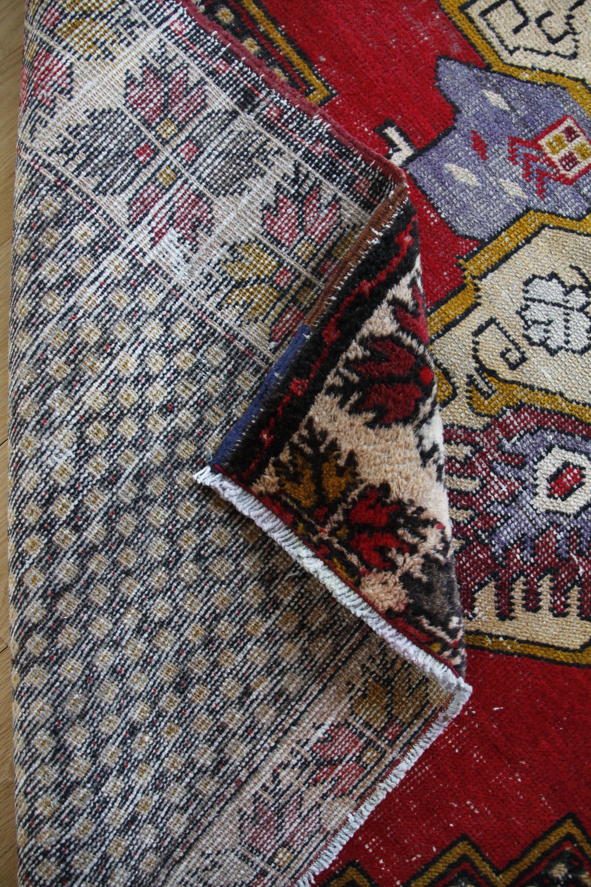 Handmade Vintage Turkish Medium Rug 4'7" X 7'8"