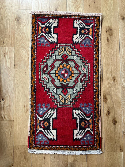 Handmade Vintage Turkish Entryway Rug 1'8" X 3'3"