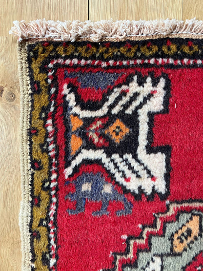 Handmade Vintage Turkish Entryway Rug 1'9" X 3'3"
