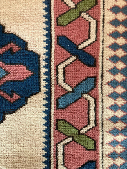 Handmade Vintage Turkish Small Rug 2'11" X 4'3"