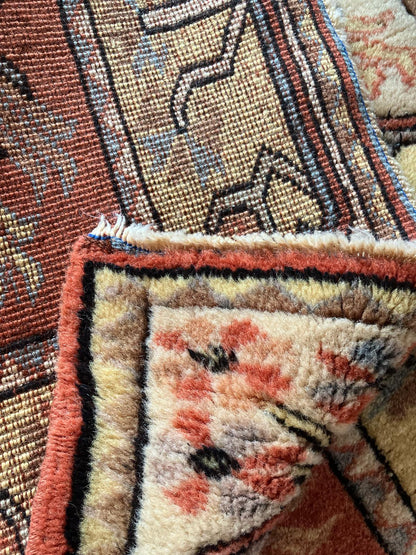Handmade Vintage Turkish Small Rug 2'10" X 4'2"