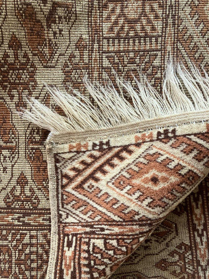 Handmade Vintage Turkoman Small Rug 3' X 4'6"