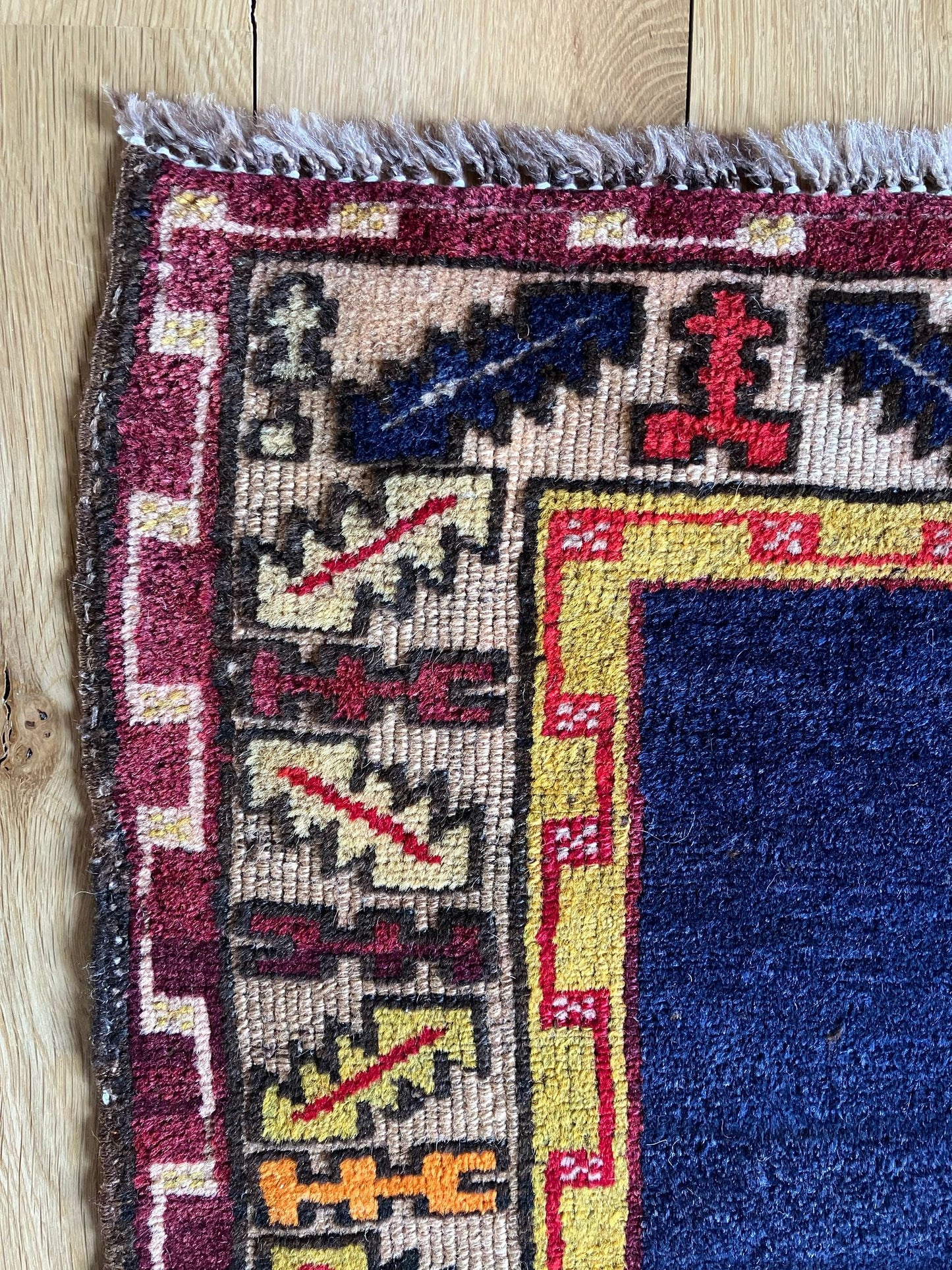 Handmade Vintage Turkish Small Rug 3'4" X 3'9"