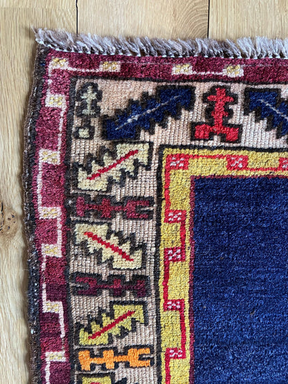 Handmade Vintage Turkish Small Rug 3'4" X 3'9"