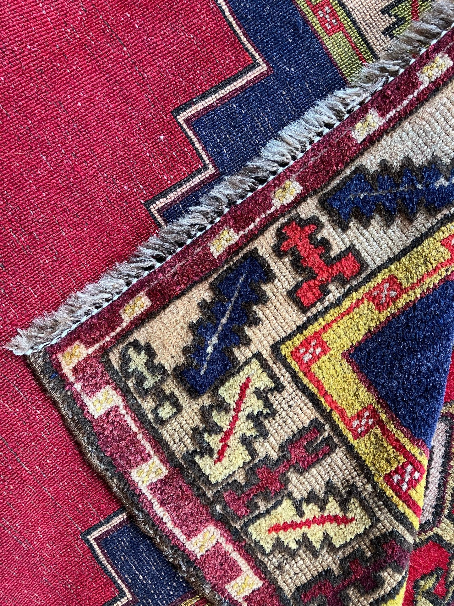 Handmade Vintage Turkish Small Rug 3'4" X 3'9"