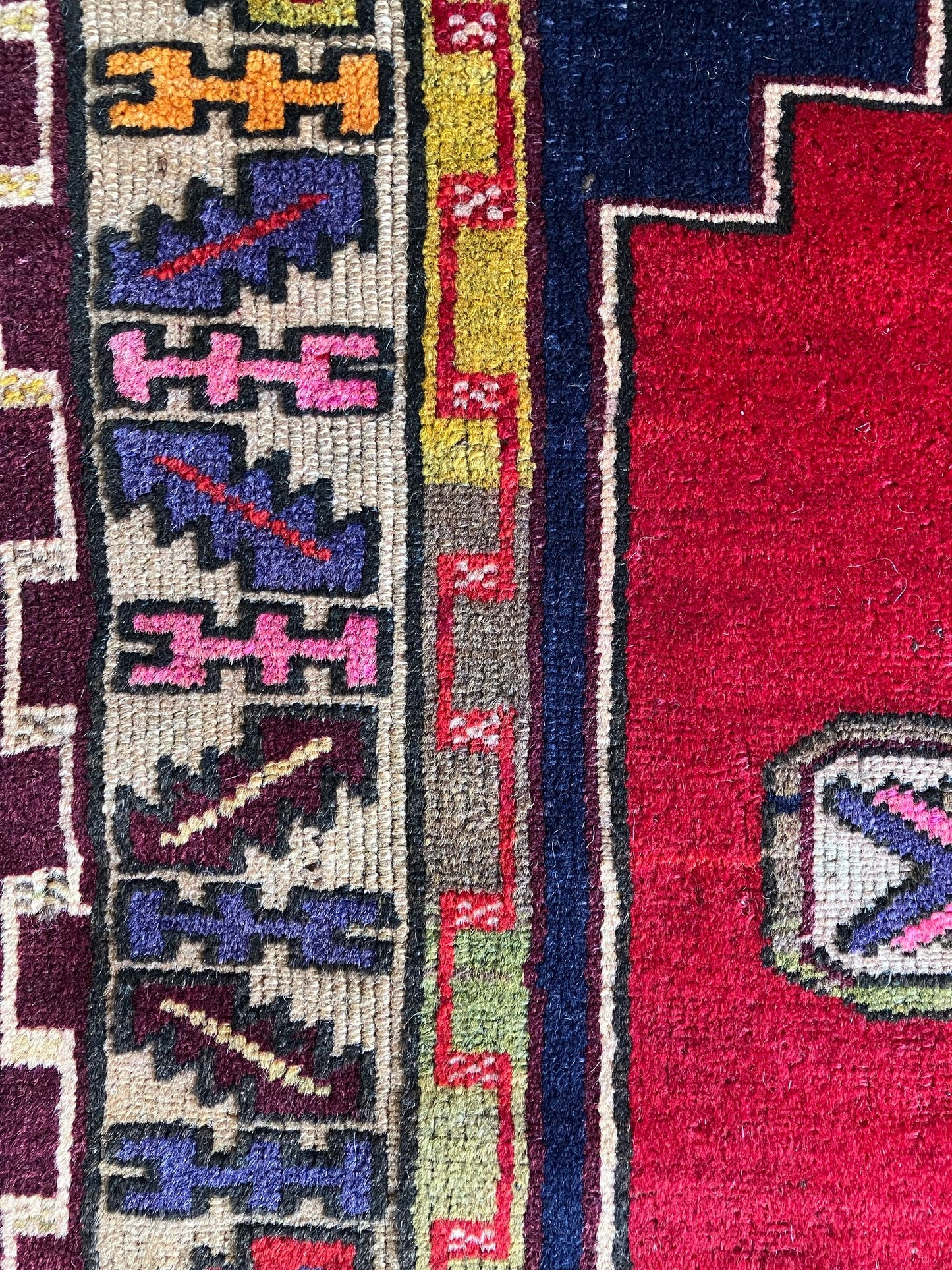 Handmade Vintage Turkish Small Rug 3'4" X 3'9"