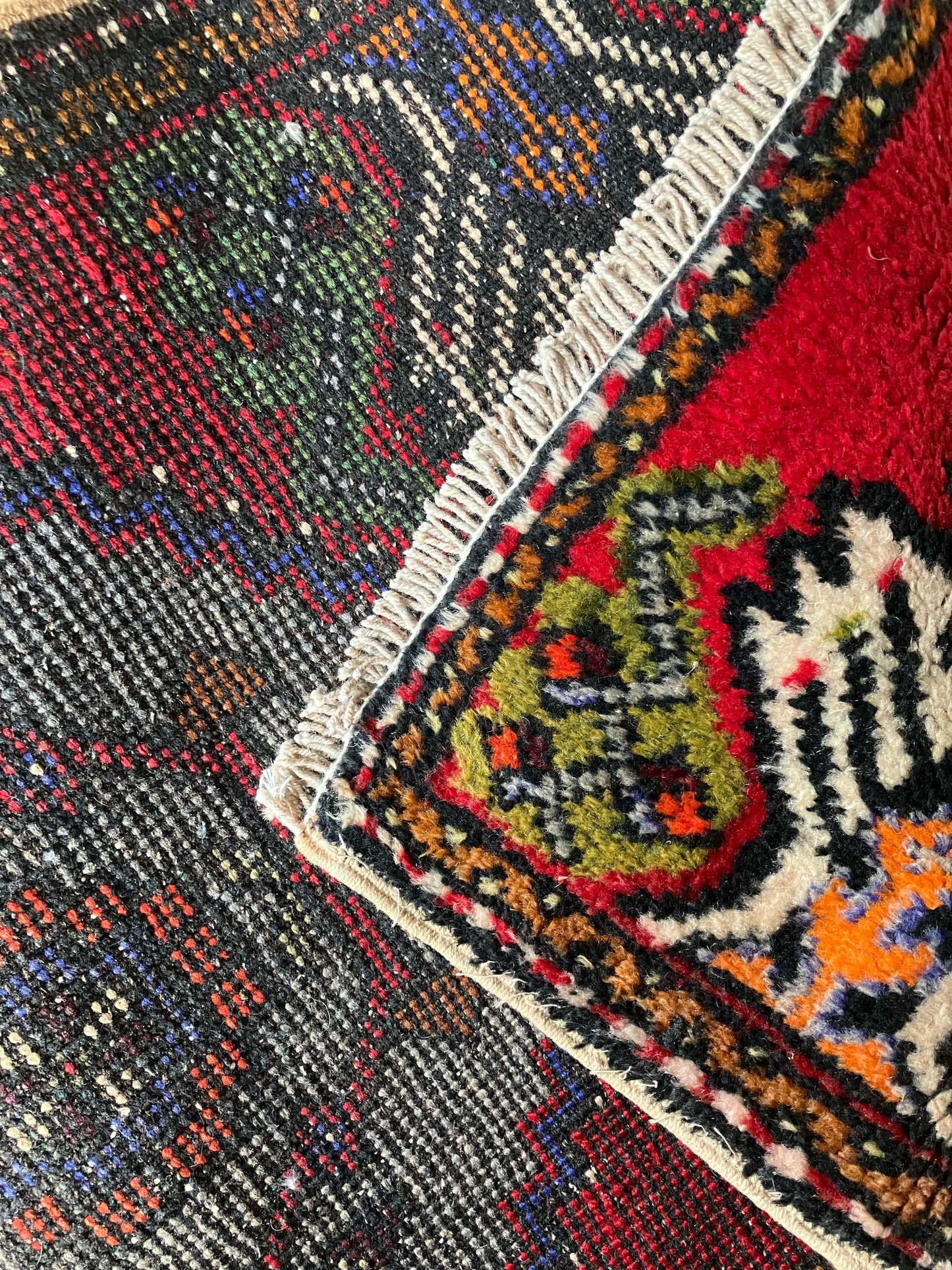 Handmade Vintage Turkish Entryway Rug 1'9" X 3'3"