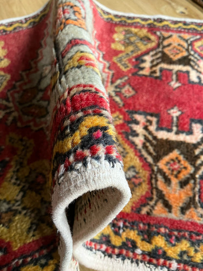 Handmade Vintage Turkish Entryway Rug 1'9" X 2'11"