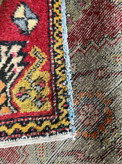 Handmade Vintage Turkish Entryway Rug 1'9" X 2'11"