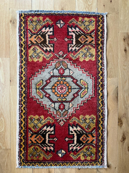 Handmade Vintage Turkish Entryway Rug 1'9" X 2'11"